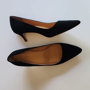 J. Crew Esme Black Suede Kitten Pumps Size 10